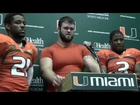 Hurricanes Tracy Howard, Antonio Crawford and Shane McDermott after Wake Forest in