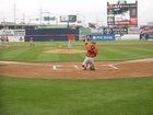 Orioles RHP Zach Davies warms up in Wilmington (7/11/13)